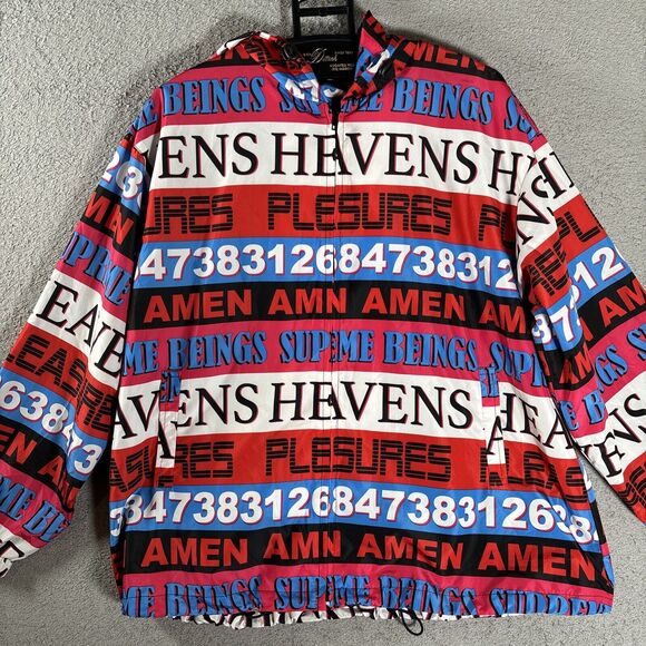 Forever 21 Windbreaker Size M All Over Print Colorful AOP Pleasure Heavens - Picture 2 of 11